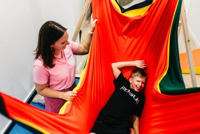 Child playing in a sensory gym