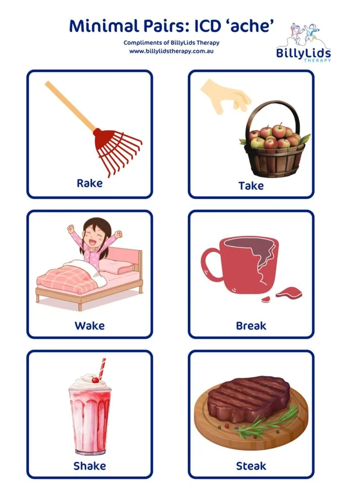 Minimal Pairs - a Parent’s Guide 51 Initial consonant deletion ICD ache