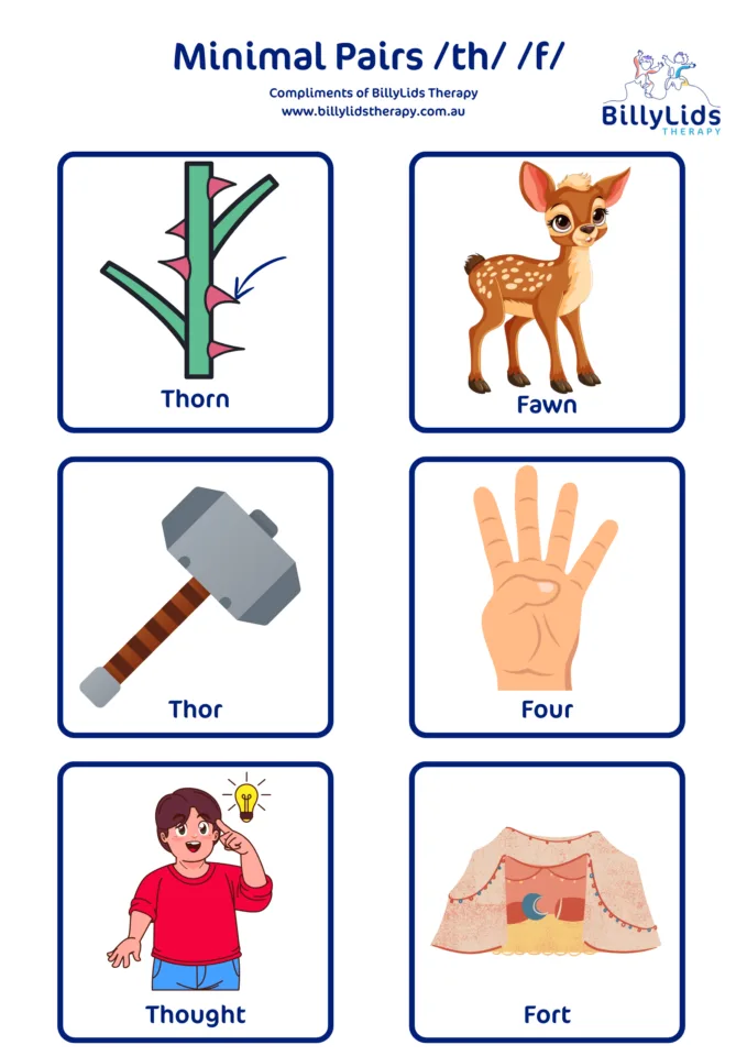 Minimal Pairs - a Parent’s Guide 5 Minimal Pair th f Fricative simplification