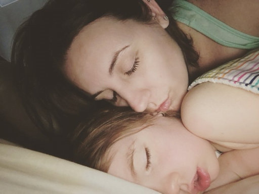 Mother sleeping with child with ADS