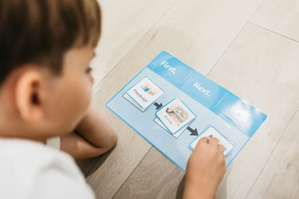 A Guide to Visual Schedules 9 child-pointing-to-a-visual-schedule